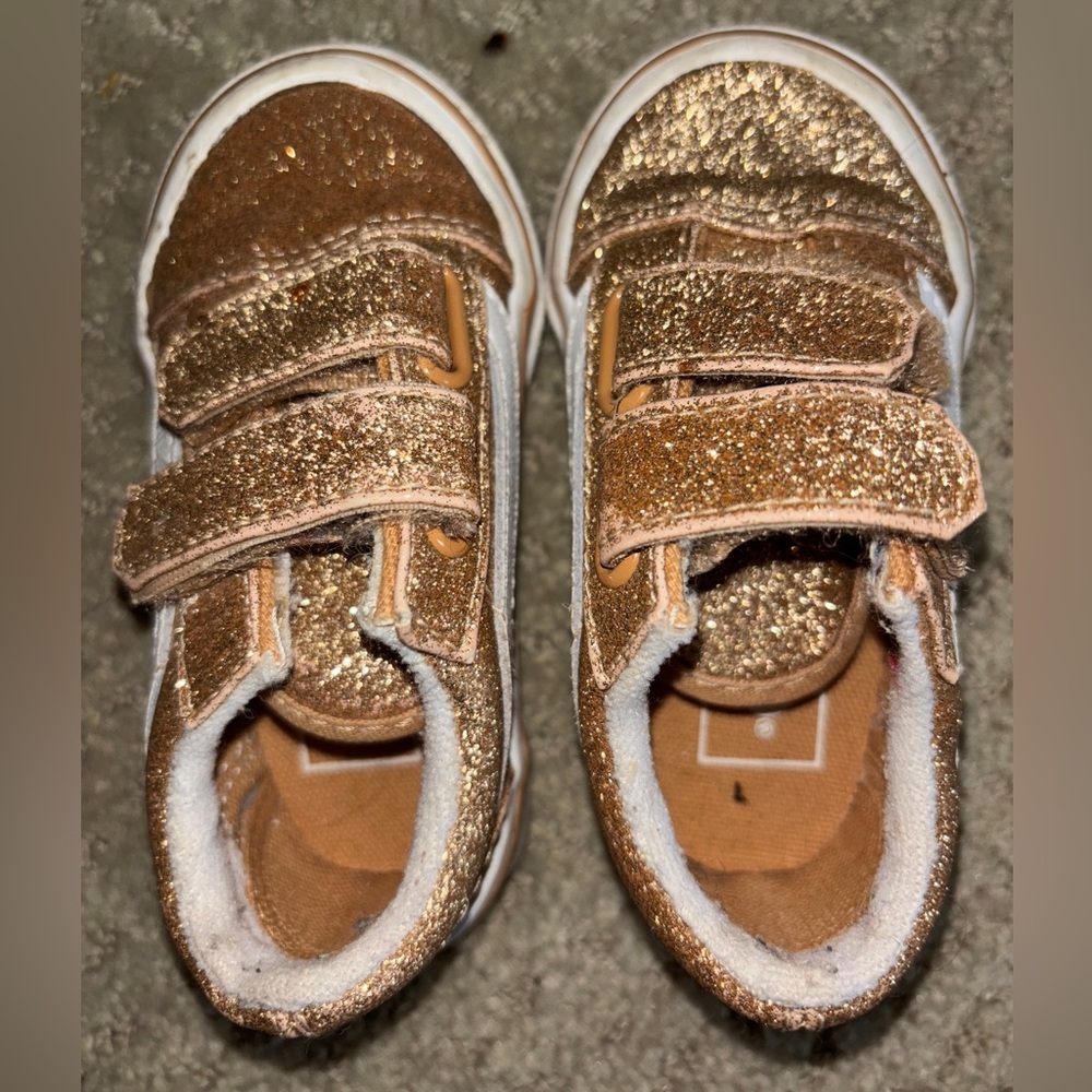 Glitter Gold Velcro Vans